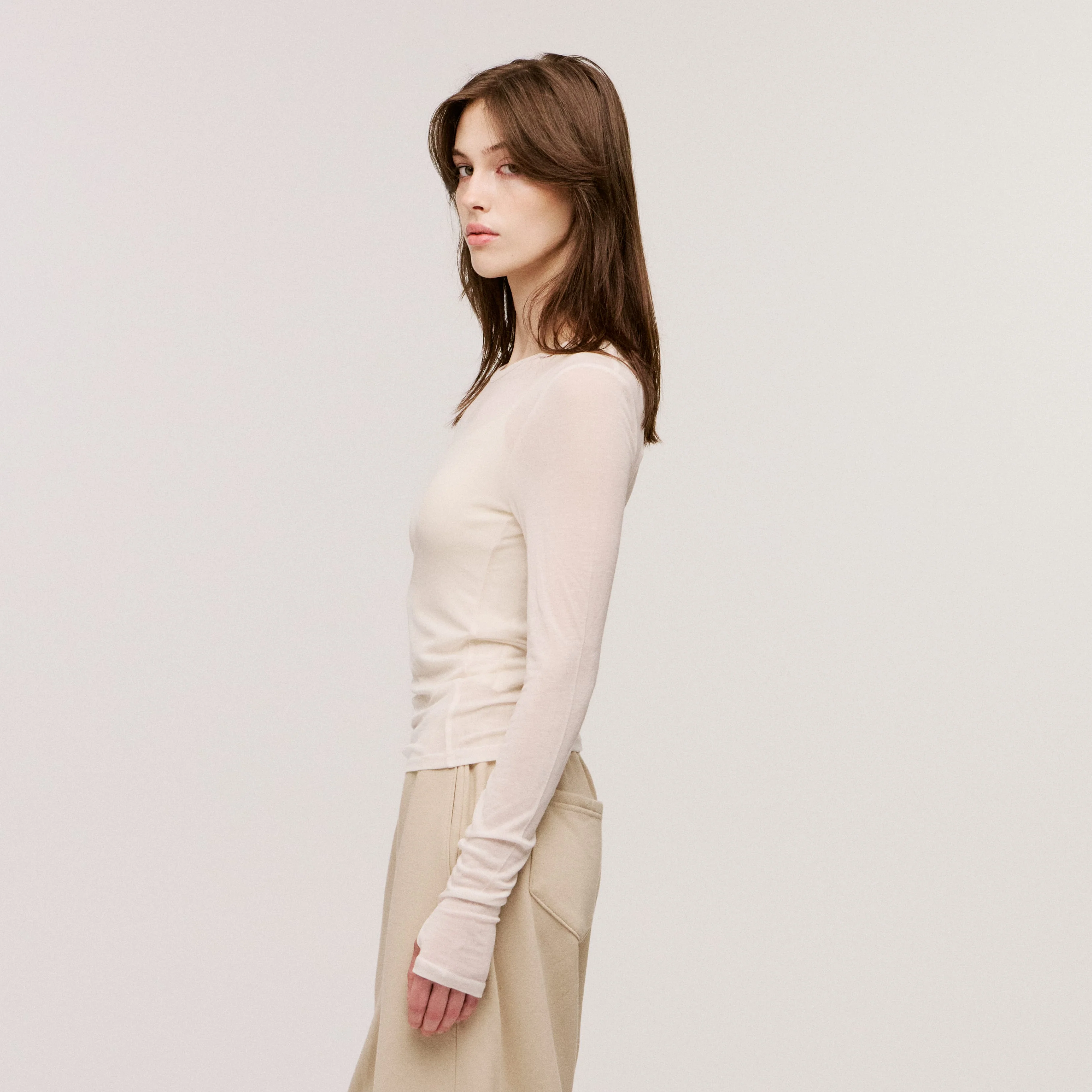 Women’s Cashmere-Blend Crew Long Sleeve - Image 5