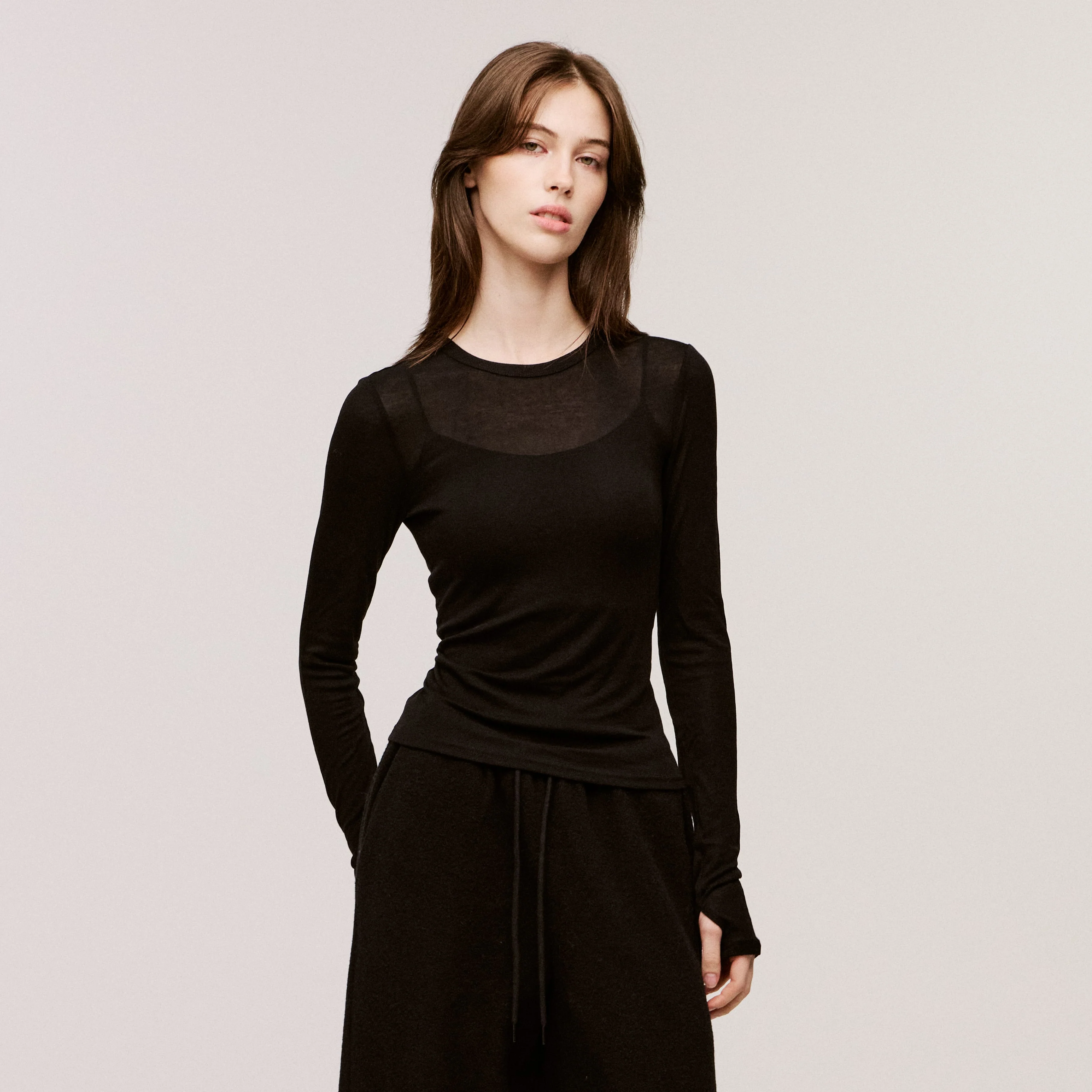 Women’s Cashmere-Blend Crew Long Sleeve - Image 9